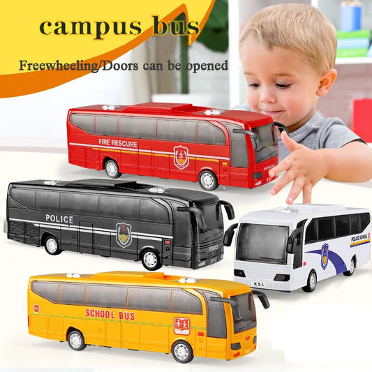 Children Police Car Fire Bus Lighting Music Inertia Simulation School Bus Toy Model Vehicle Kids Toys Boys New Years Xmas Gifts