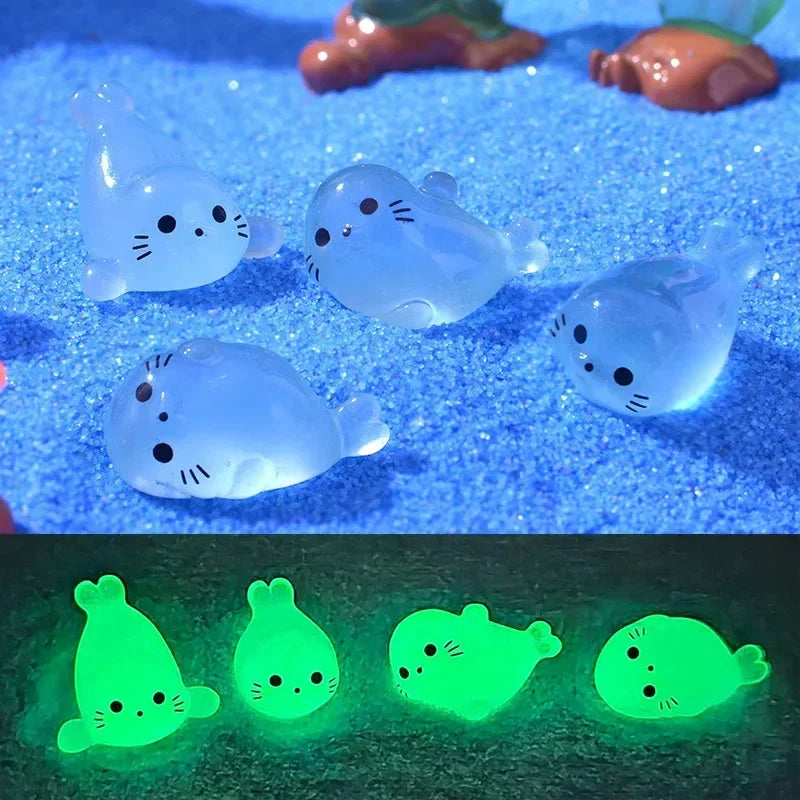 10/20/30 PCS Home PVC mini cartoon seal luminous animal micro landscape decoration car decoration small ornaments