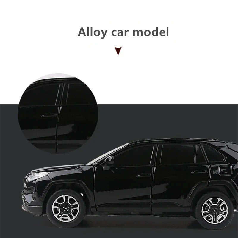 1:32 Toyota RAV4 SUV Alloy Car Model Diecasts Metal Vehicles Car Model Simulation Sound and Light Collection Childrens Toy Gift