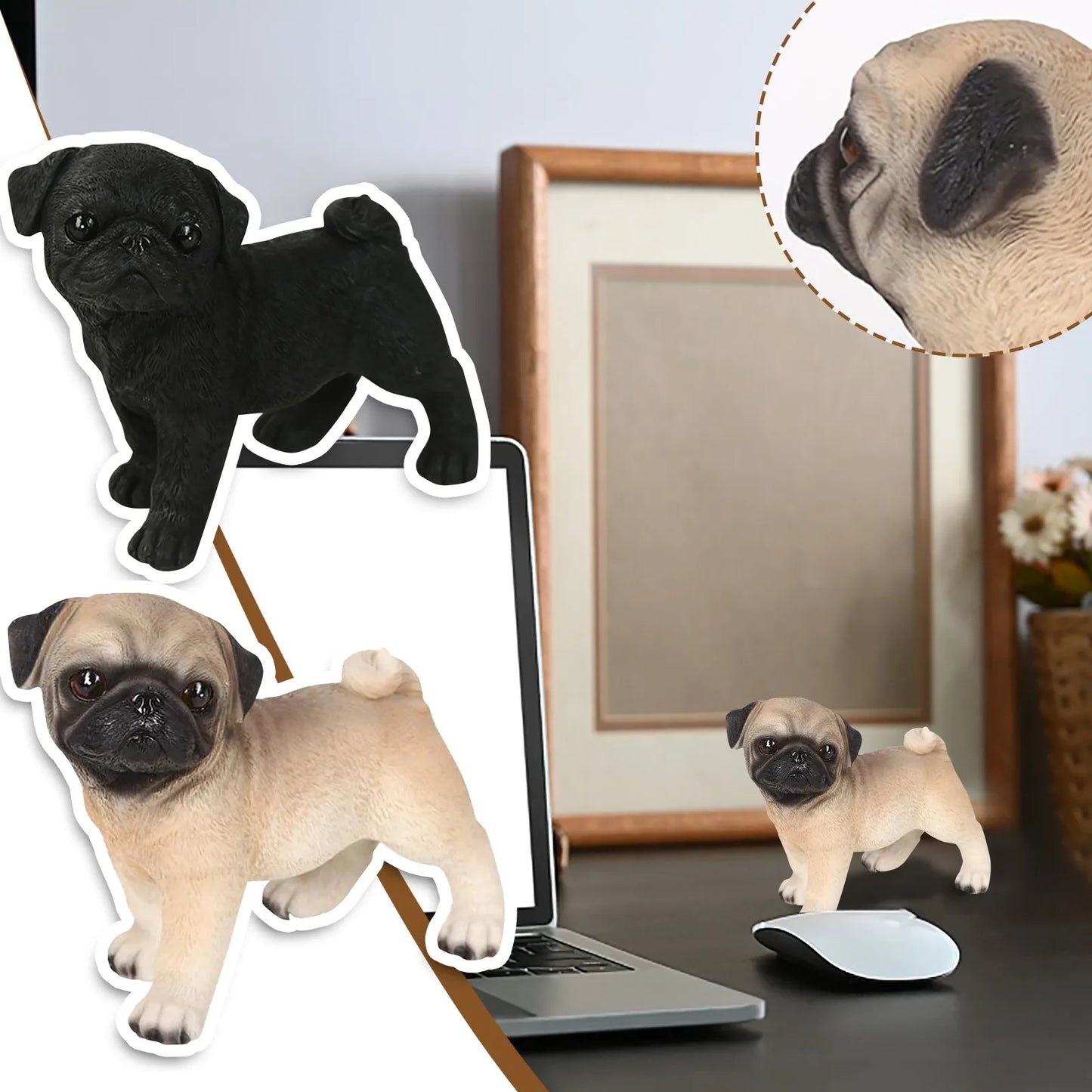 Pug Dog Statue Decoration Ornaments,Birthday Gifts Resin Craft Jewelry