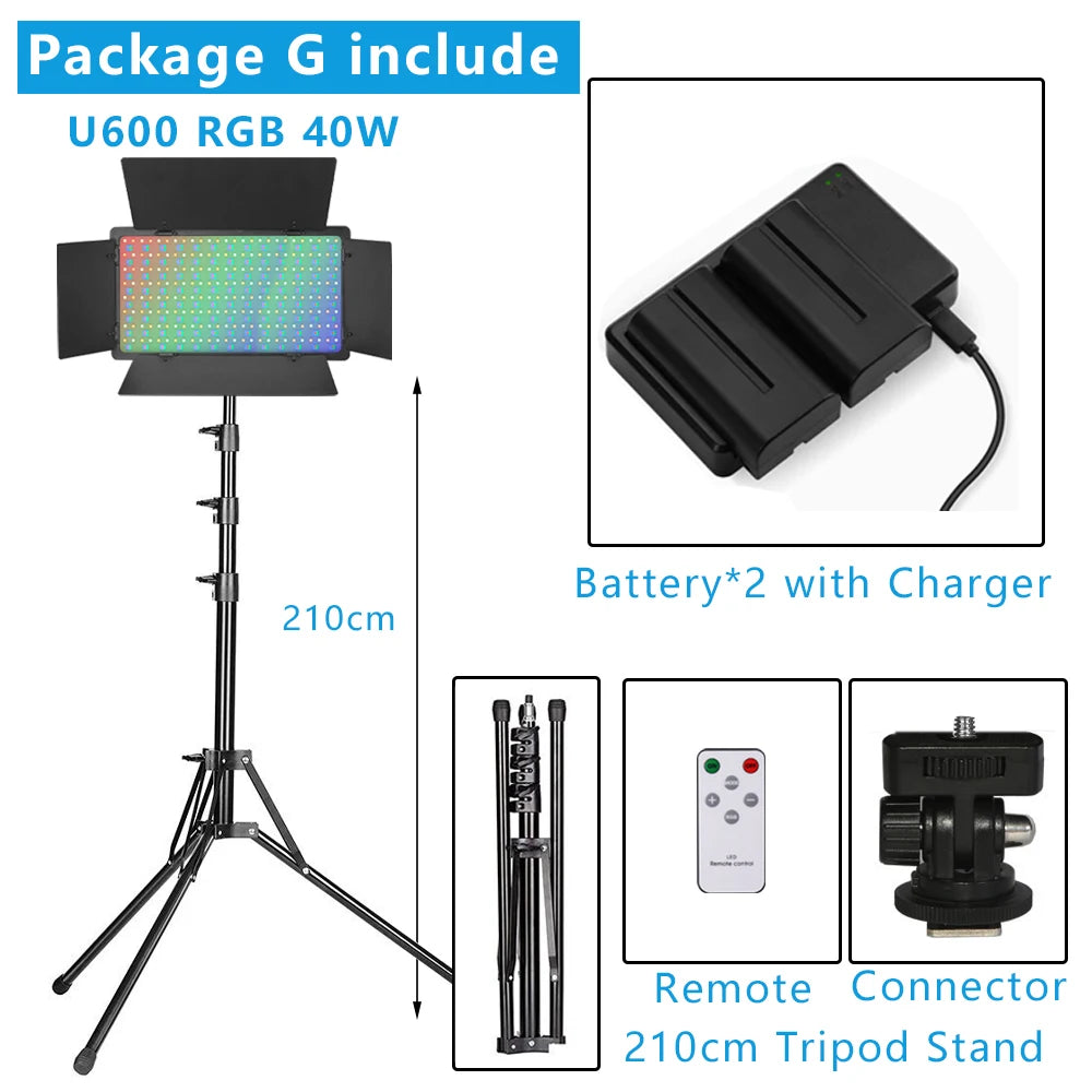 U800 RGB Photo Light LED Photo Studio Light Camera Phone Video Recroding RGB Panel Lamp LED Vdieo Light for YOUTUBE Tiktok LIVE