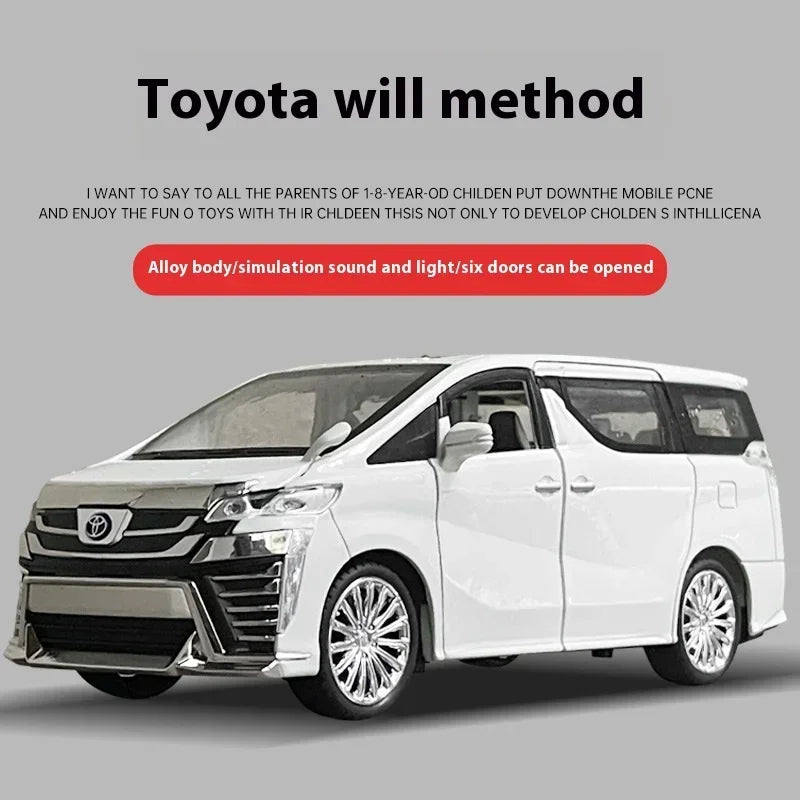 1:24 TOYOTA Vellfire MPV Alloy Car Model Diecasts Metal Toy Model Trendy Ornaments Interior Decorations Kids Toys Gift For Boy