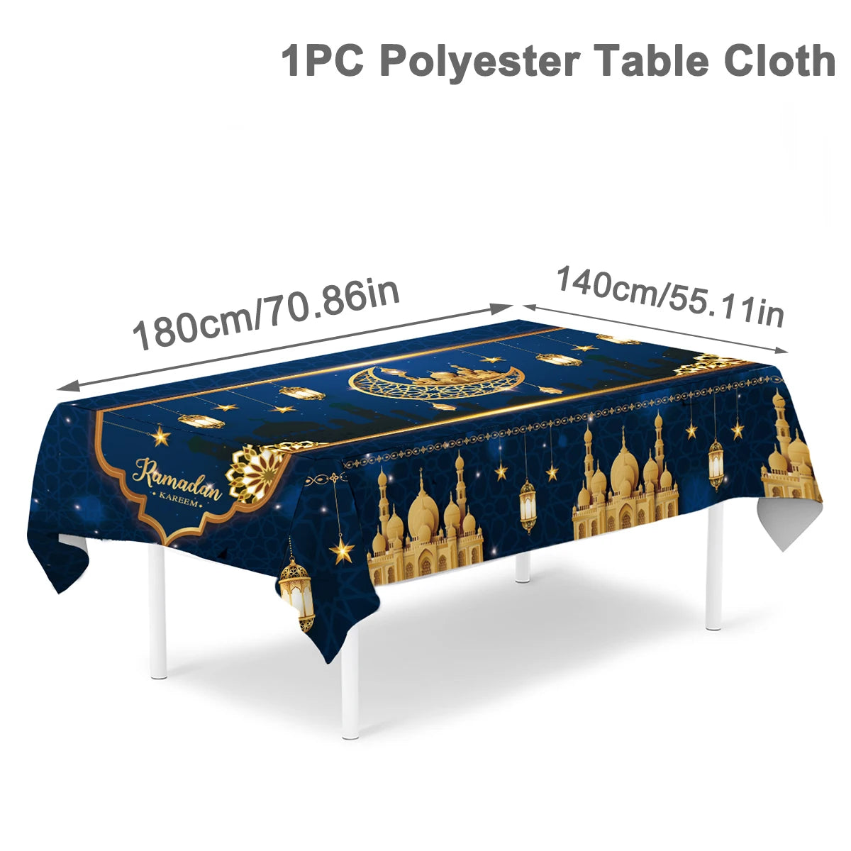 Eid Mubarak Star Moon Tablecloth Ramadan Kareem Decor for Home 2025 Islamic Muslim Party Eid Al Adha Supplies Castle Table Cover