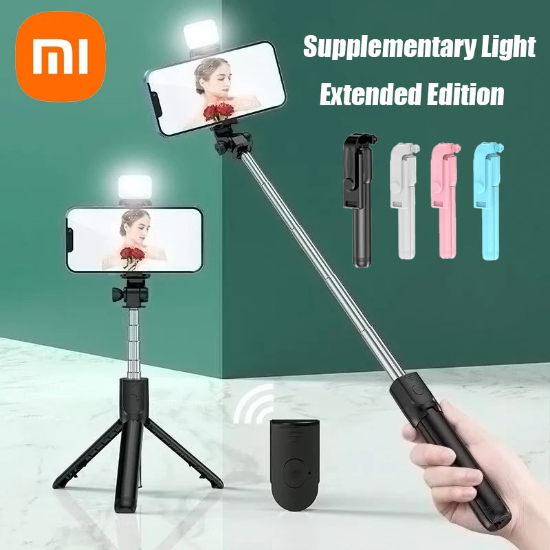 Xiaomi Bluetooth Selfie Stick Tripod Holder With Remote Shutter Fill Light Extendable Wireless Remote Retractable Phone Stand