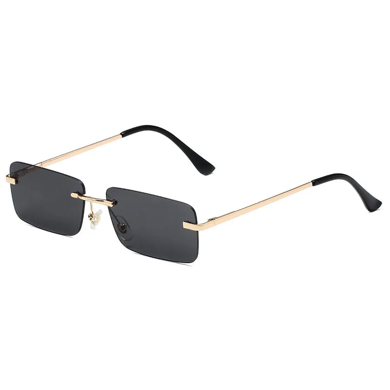 1PC Unisex Plastic Square Frame Fashio Rimless Sunglasses For Outdoor Beach Party Metal ins Trendy Sunglasses