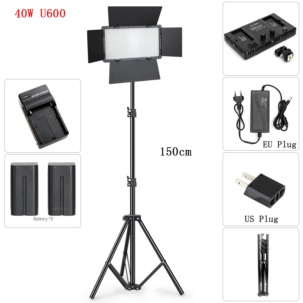 LED Fill Lamp Video Light Panel Bi-color 3200-6500K Photography Lighting Live Stream Tiktok Photo Studio Light With Tripod Stand