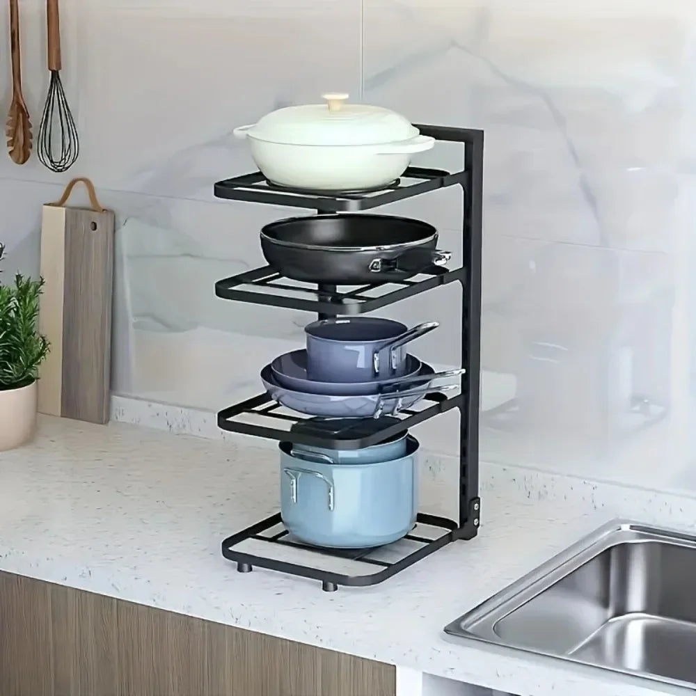 Pots and Pans Organizer Rack Kitchen Sink Shelf Storage Cabinet Household Multi-Layer Frying Pan Holder Bowl Shelf Organizer