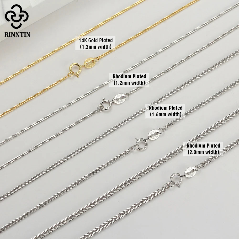 Rinntin 925 Sterling Silver Italian Handmade 1.2mm Chopin Chain Necklace for Women Fashion Simple Basic Neck Chain Jewelry SC53