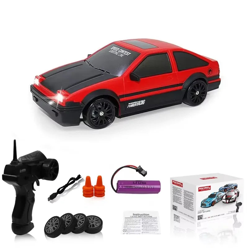 2.4G Professional High-Speed Drift Remote Control Car Super Cool AE86 GTR Model Four-Wheel Drive Racing Boy Christmas Gift Toys