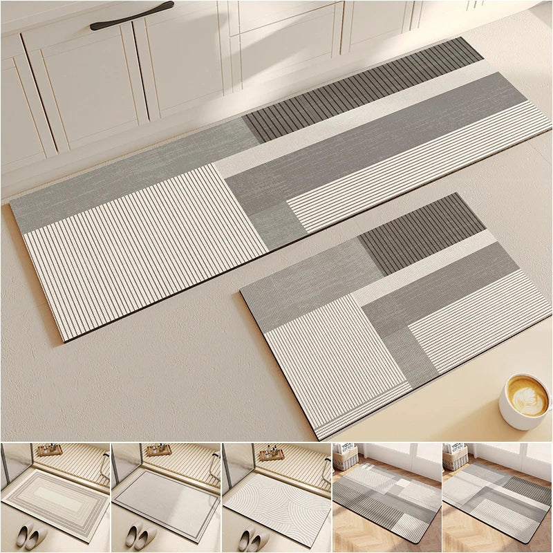 Super Absorbent Kitchen Carpets Long Diatomite Kitchen Rug Soft Washable Carpets Non-slip Bathroom Mat Entrance Doormat For Home