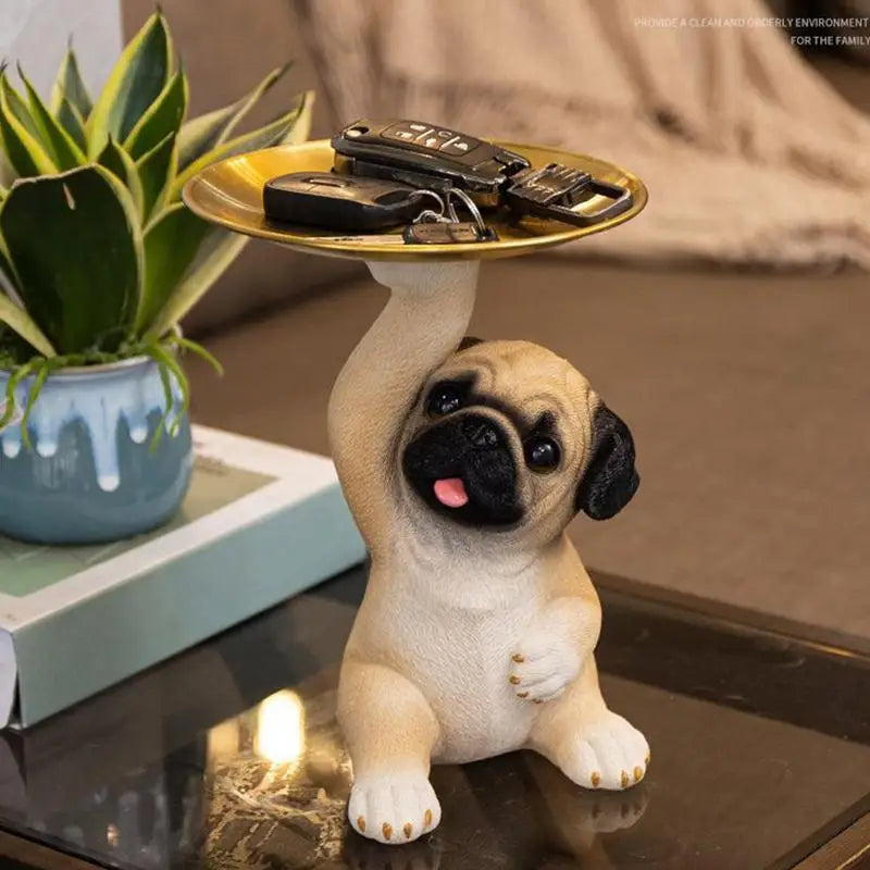 Standing Dog Statue Ornate Dog Statue Storage Holder For Jewelry Home Decor Cute Animal Dog Model Key Organizer Holder For