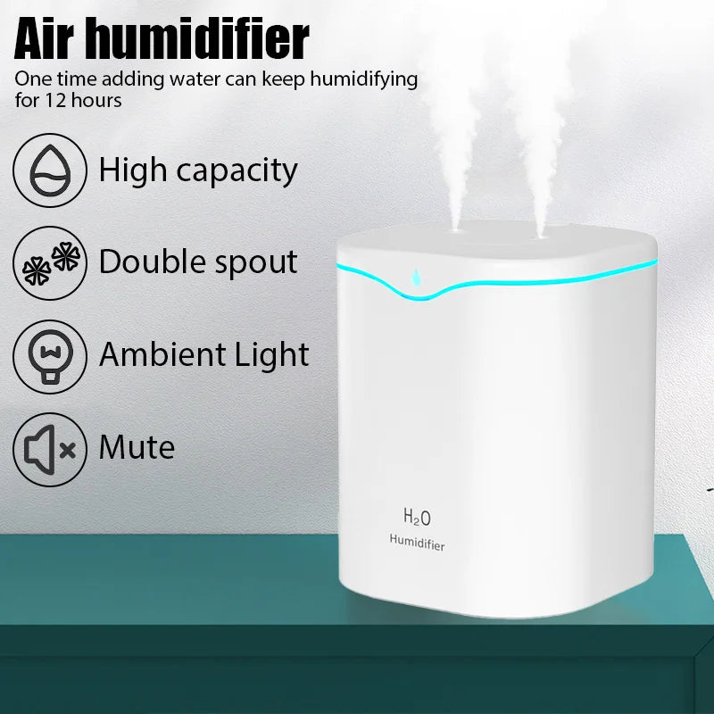 Xiaomi 2000ML USB Air Humidifier Double Spray Port Essential Oil Aromatherapy Humificador Cool Mist Maker Fogger Purify for Home