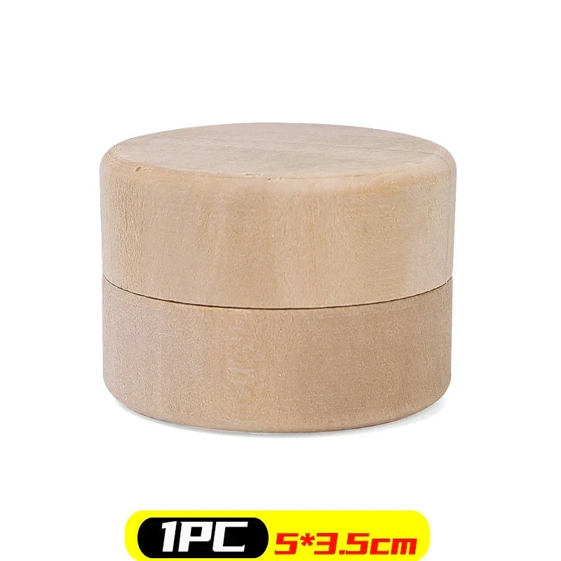 1/10PCS Mini Round Wooden Boxes Natural Wood Jewelry Rings Earrings Storage Container DIY Anniversary Valentine's Day Gift Decor