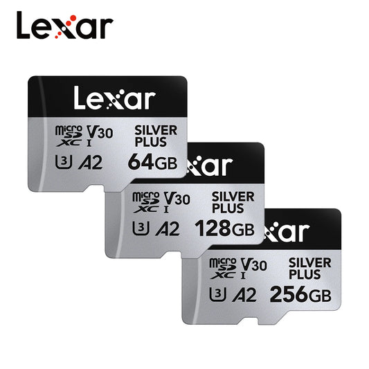 Original Lexar TF Card A2 U3 MicroSDXC 64GB 128GB 256GB Flash Memory Card Silver Plus 205MB/S Micro SD Card for Phone Tablet