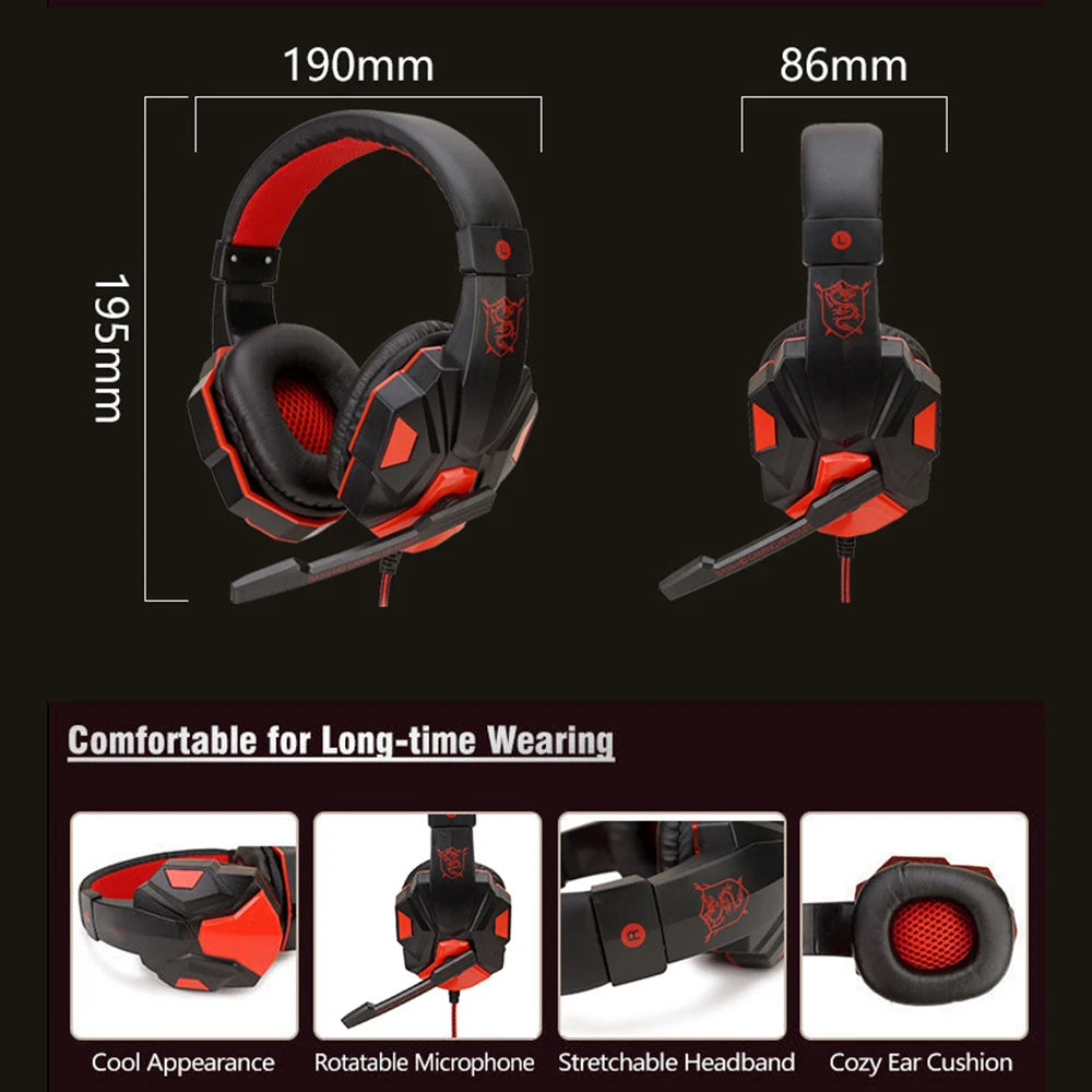 Subwoofer Gaming Headphone with Mic Over-Ear Headphones Bluetooth 5.3 40mm Driver 2.4G Cable RGB Headsets