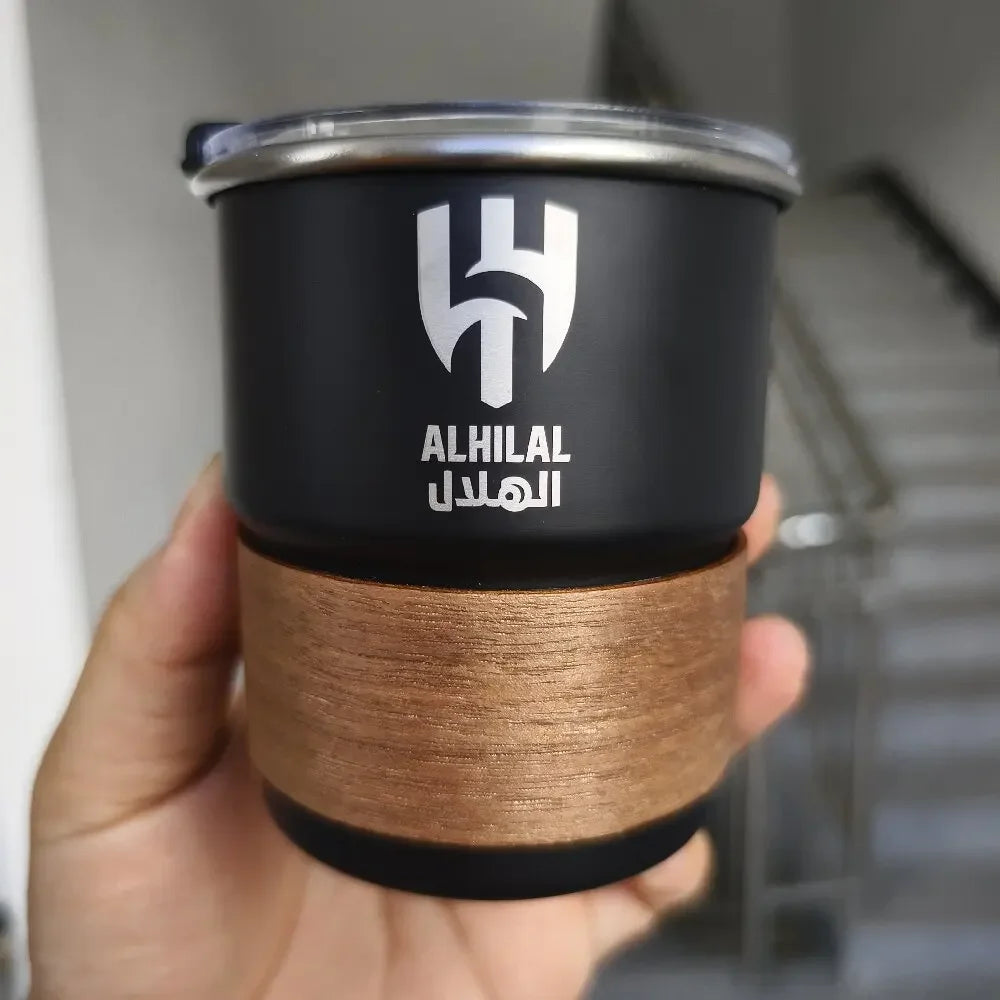 Al-Hilal Saudi logo Stainless Steel Cup Beer Mug with Lid 300ml Outdoor Camping Coffee Mug Wholesale Custom Insulated cup Weird