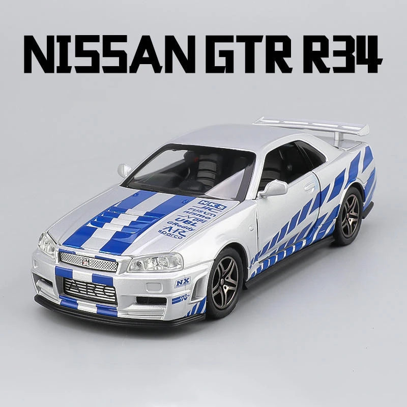 1:32 NISSAN GTR GT-R R35 R34 Supercar Alloy Car Model Diecasts & Toy Vehicles Toy Cars Kid Toys For Children Gifts Boy Toy