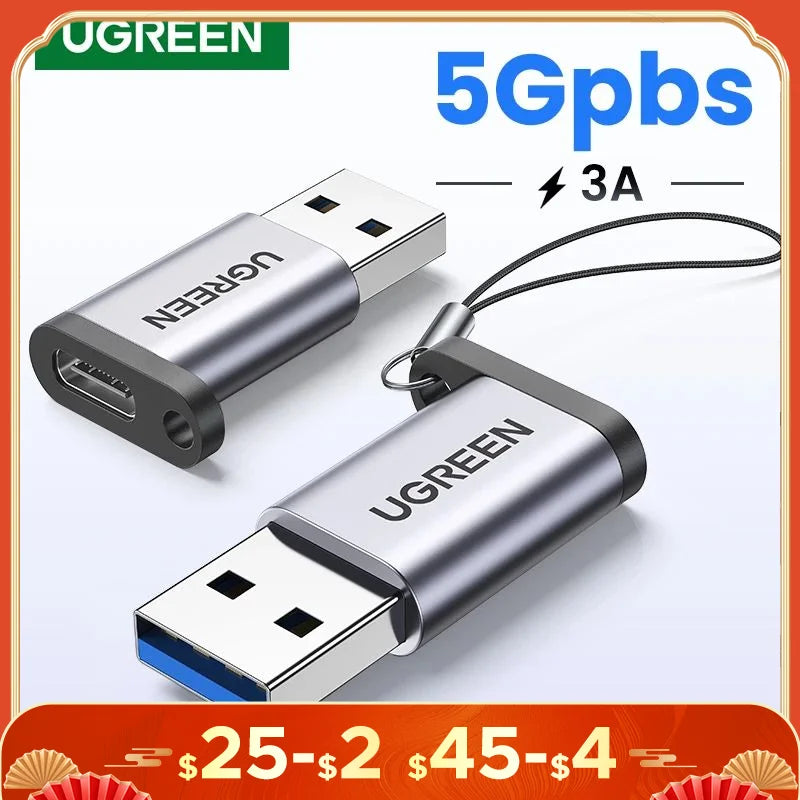 UGREEN USB C Adapter USB 3.0 2.0 Male to USB 3.1 Type C Female Type-C Adapter for Laptop Samsung Xiaomi 10 Earphone USB Adapter