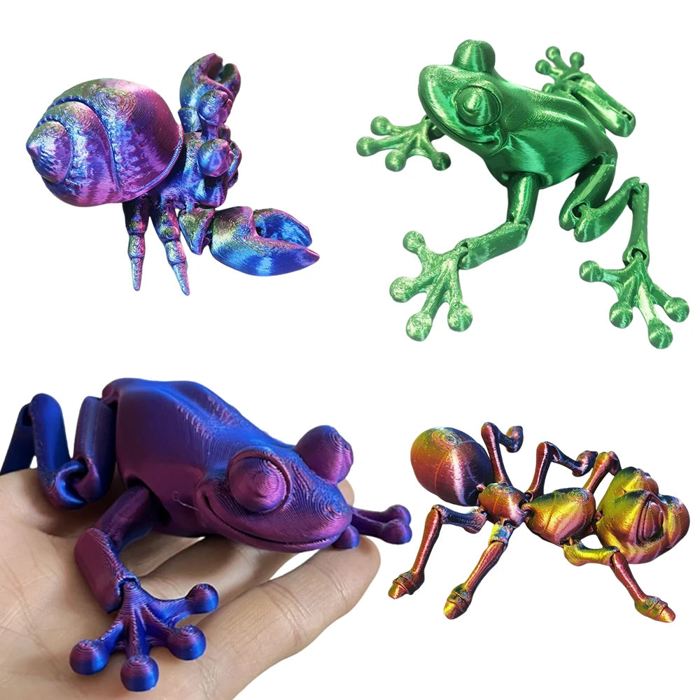 3D Printing Simulation Tree Frog Joint Movable Frog Ant Crab Ornaments Kitchen Home Decoration Offices Funny Animal Desk Toys