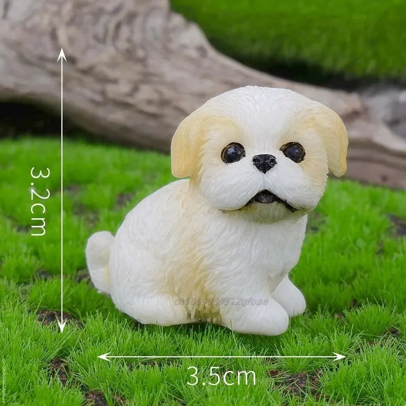 Resin Craft Miniature Figure Tiny For Bonsai Microlandscape Fairy Garden Decor Cute Small Dog Puppy Animal Decoration