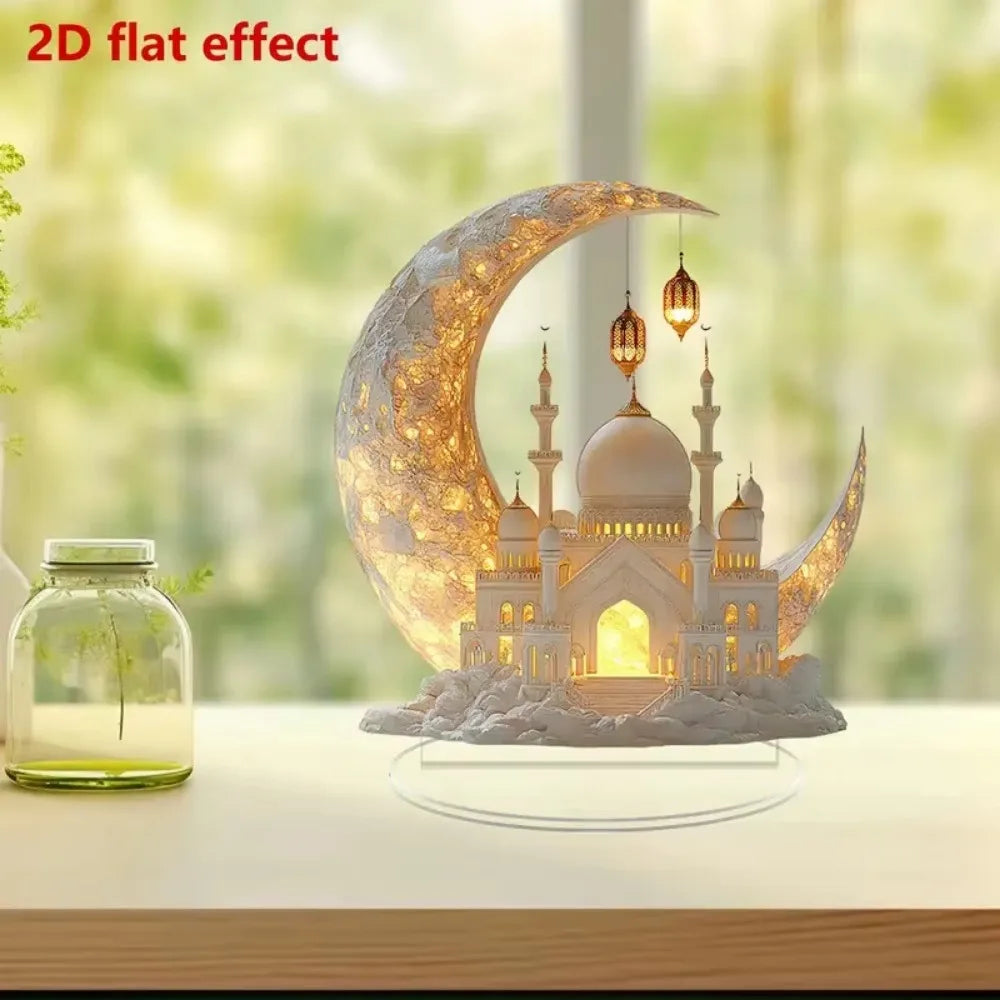 Ramadan Festival 2D Acrylic Moon Craft Ornaments 2025 New Eid Al-fitr Mubarak Decorations Islamic Muslim Home Party Table Gift