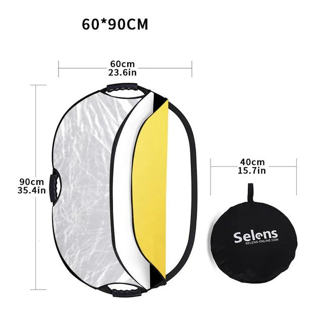 Selens Portable 5 in 1 Reflector 60x90cm Oval Round Reflector Photography Accessories Diffuser Photo Studio Kits fotografia 반사판