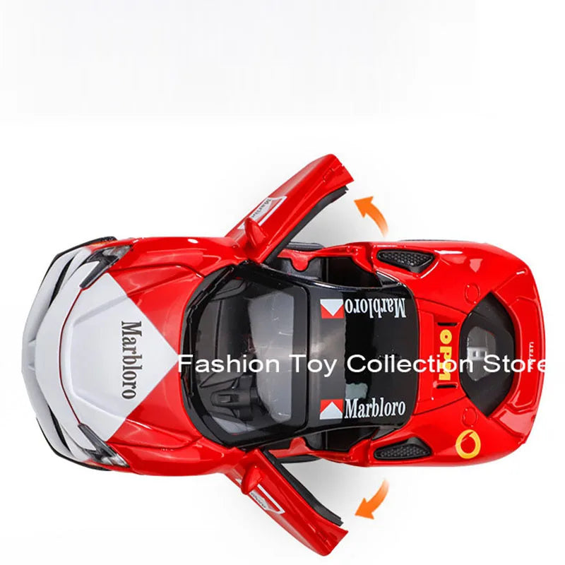 1: 32 Ferari SF90 Alloy Car Model High Simulation Diecasts Toy With Sound and Light Pull Back Vehicles Decoration Toys For Kids