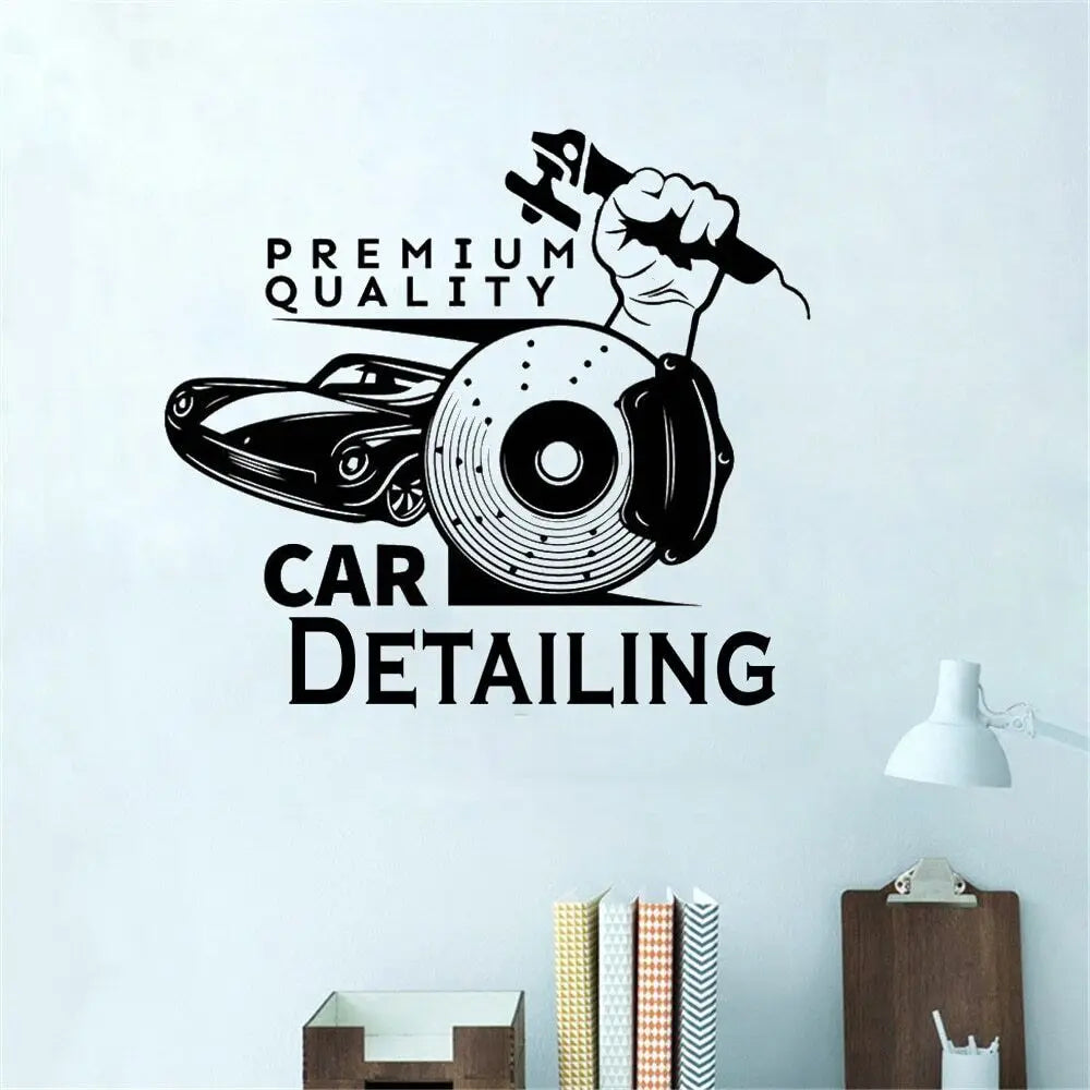 Car Detailing Wall Sticker Car Garage Wall Decal Art for Auto Car Repair Service Garage Room Decoration A001952