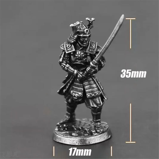 Metal Soliders Model Statue Copper Japanese Shogunate Samurai Soldier Figurines Miniatures Vintage Desktop Ornament Decoration