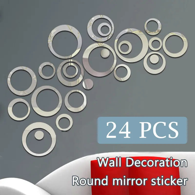 3D Wall Mirror Sticker Self-Adhesive Circular Art Mirror Home Decals DIY Background Living Room Bedroom Decoration Wall Stickers