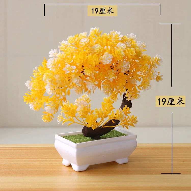 1pc Artificial Plants Bonsai Small Tree Simulation Plants Fake Flowers Table Potted Ornaments Home Decoration Hotel Garden Decor