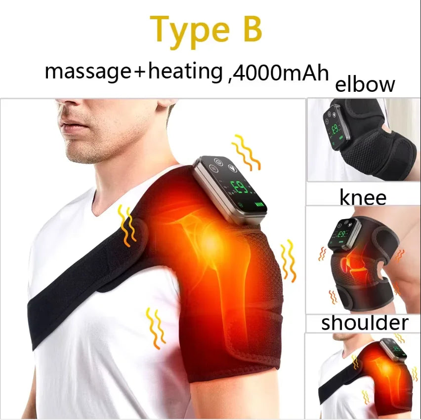 Electric Heating Heated Shoulder Brace Wrap Shoulder Massage Support Belt Strap with Adjustable of Heating