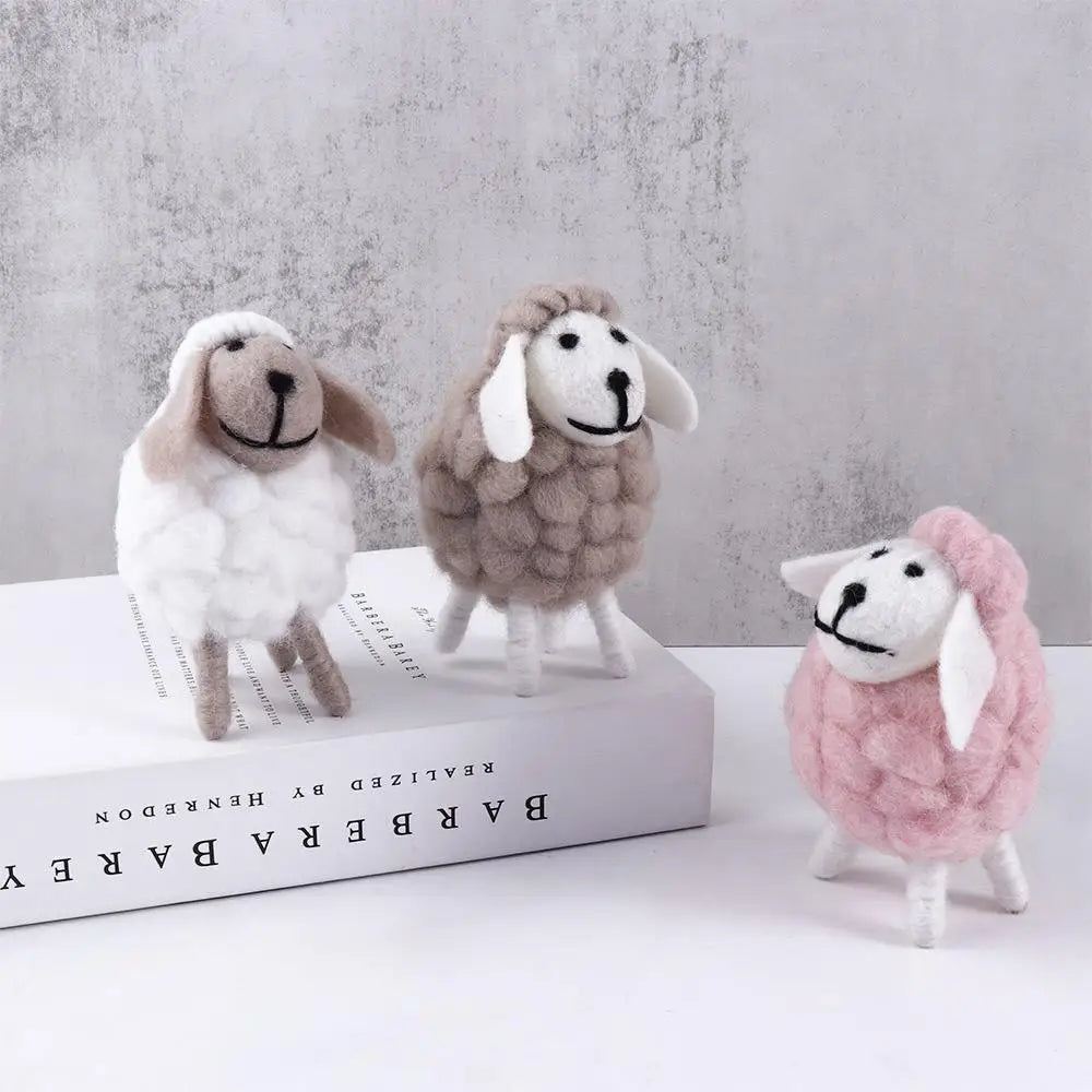 Cartoon Sheep Wool Felt Lamb Mini Table Ornament  For Home Furnishings Desktop Decor Birthday Party Festival Gift