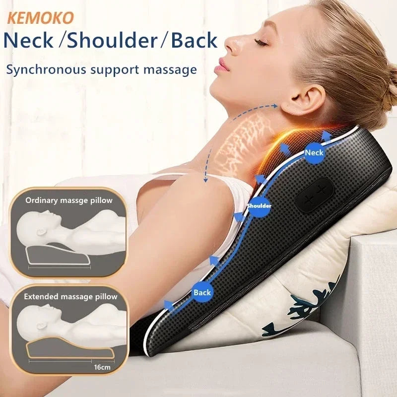 Electric Shiatsu Head Neck Cervical Ttraction Body Massager Car Back Pillow with Heating Vibrating Massage Device  Foot Massage