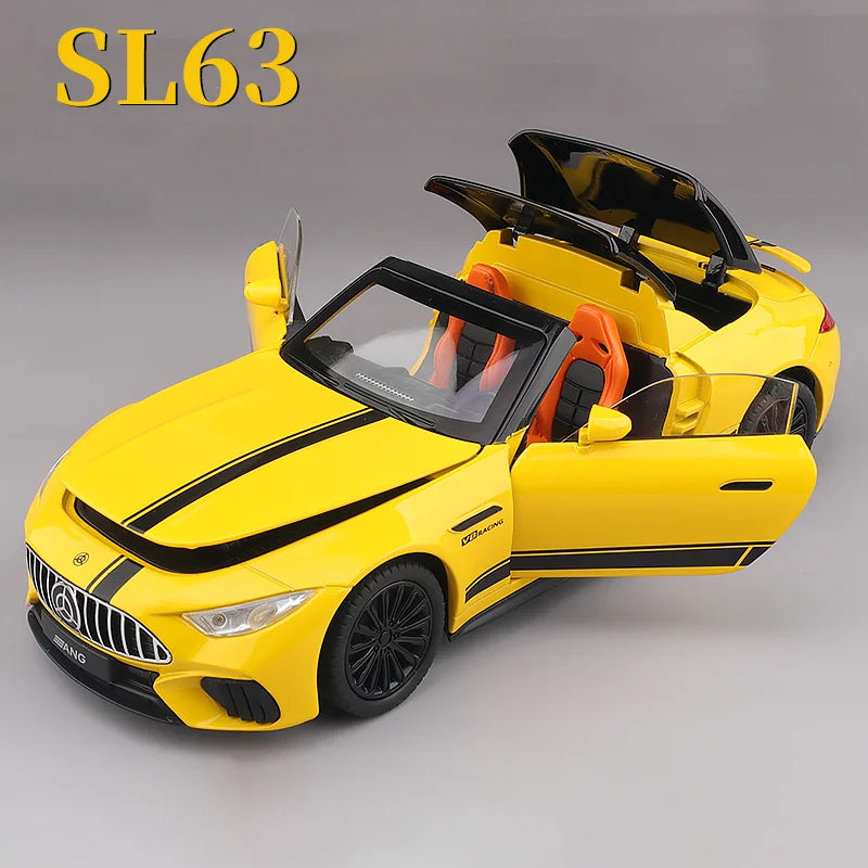 New 1:22 Benzs SL63 Supercar Alloy Die Cast Toy Car Model Sound and Light Children's Toy Collectibles Birthday gift