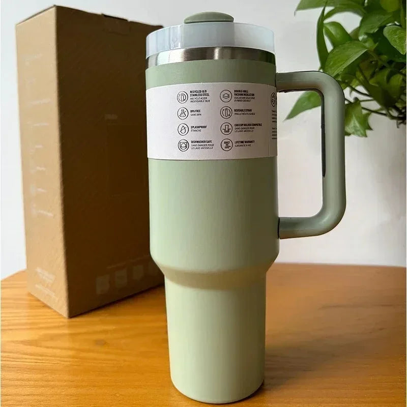 2024 New  Handle Straw Lid Stainless Steel 30oz/40oz Vacuum Insulated Car Mug Double Wall Thermal Iced Travel Cup