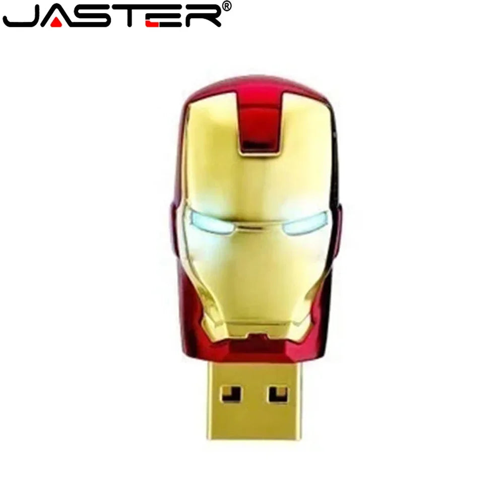 JASTER Metal Head LED Lamp USB Flash Drives 64GB Waterproof USB Stick 32GB U Disk 16GB Metal Memory Stick 8GB U Disk Gifts