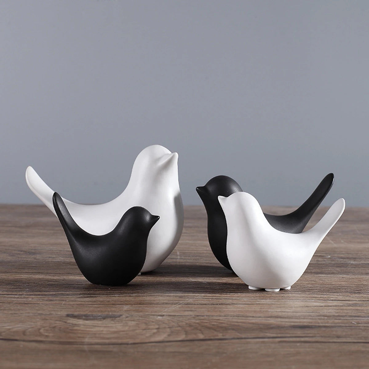 1/4Pcs Nordic Style Ceramic Bird Figurines Black White Bird Sculpture Party Crafts for Living Room Shelves Wedding Ornaments