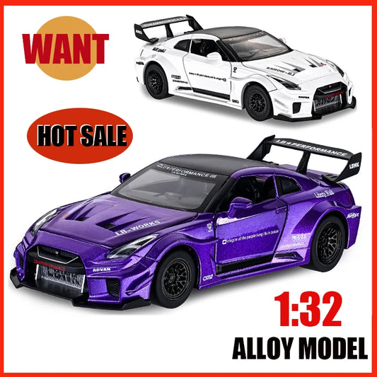 1:32 GT-CSR2 Alloy Exquisite Sports Car Model Fast Furious Simulation Miniature Toys Sound Light Children Gift Collect Hobby