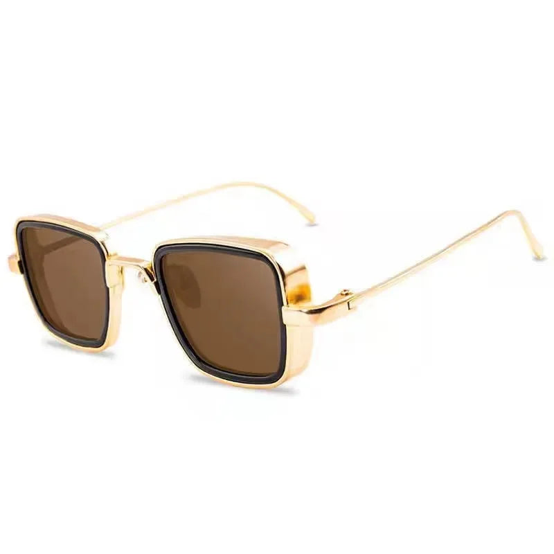 New High-Quality Metal Frame Punk Sun Glasses Retro Rectangle Sunglasses for Women Men Vintage Travel Shades UV400 Eyewear