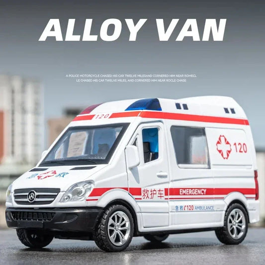 1: 36 Mercedes Benz City Service Vehicle Public Security Fire Special Police Ambulance Alloy Model Sound Light Echo kid's Toy