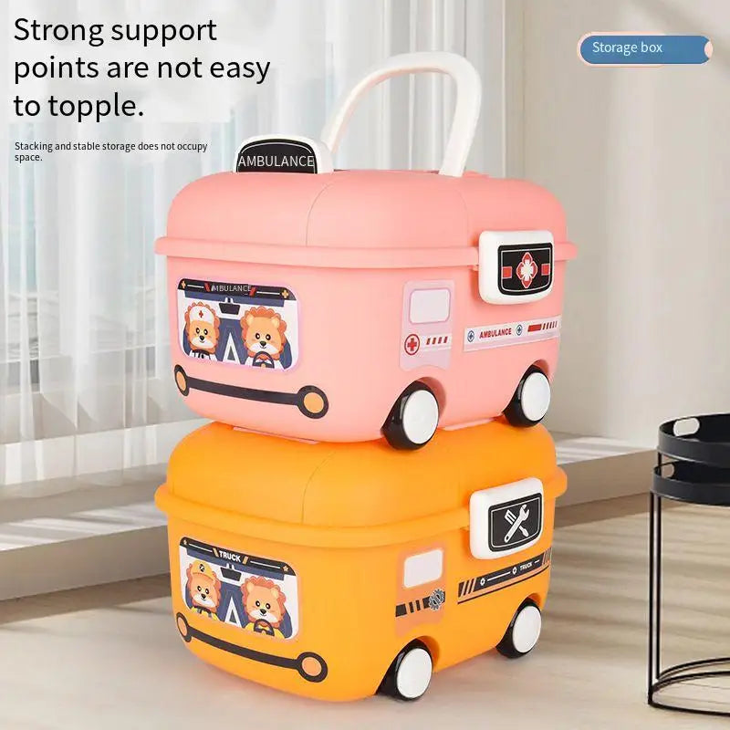 Children's Cartoon Cute Fun Storage Box Cartoon Pulley Design Handling Worry-free Household Baby Sundry Storage Box Sub