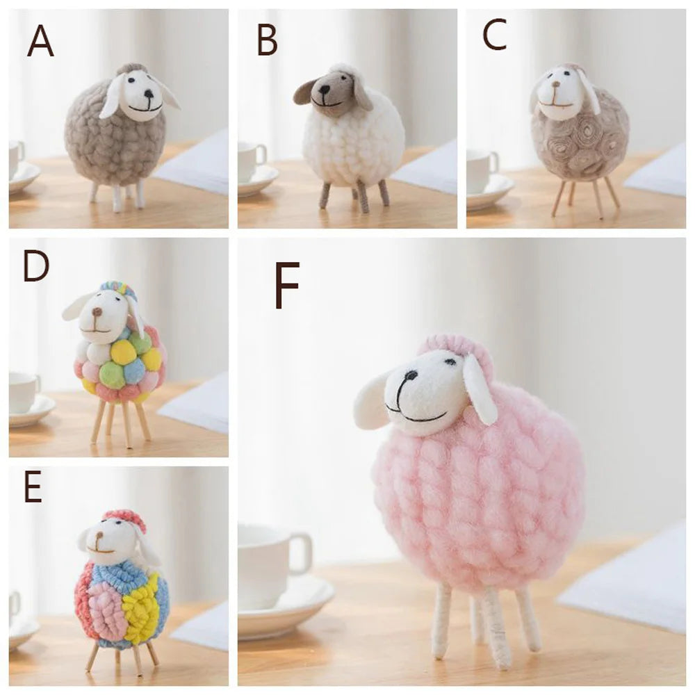 Mini Felt Sheep Figurines Small Ornament Christmas Holiday Wool Statue Miniature Party Supplies Home Decoration