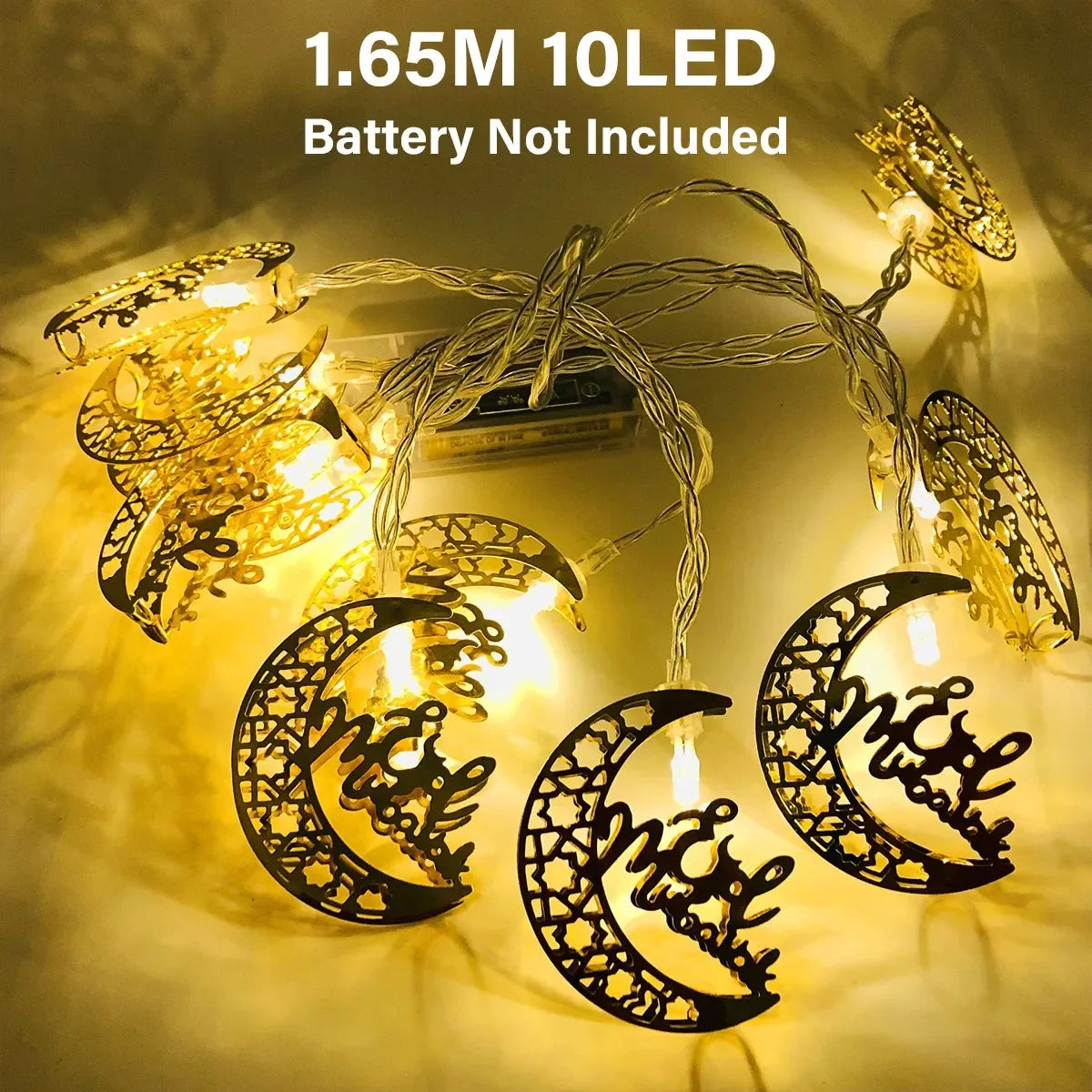 Eid Mubarak Moon Star Led String Lights Ramadan Decoraion for Home 2025 Ramadan Kareem Muslim Islam Al Adha Party Supplies