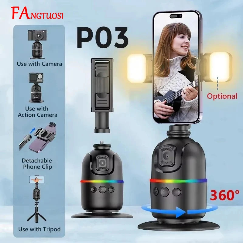 FANGTUOSI AI Smart Gimbal 360° Selfie Stick Auto Face Tracking Gimbal Rotation For Smartphone video Vlog Stabilizer Phone Holder