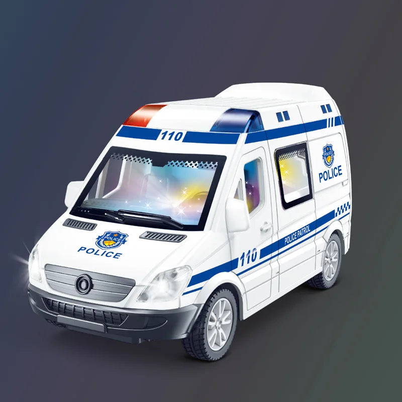 Children With Music And Lights Simulation Police Car Inertia Car Toy Model Boys Police Car 120 Ambulance Toy Children's Gifts