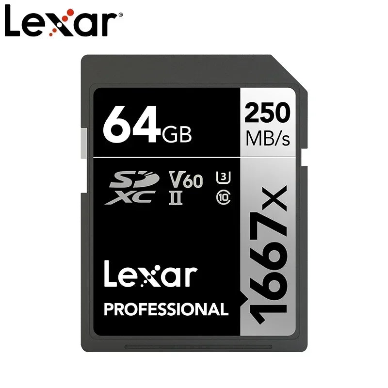 Lexar SD Card Class 10 V10 V30 V60 V90 U3 UHS-II 32GB 64GB 128GB 256GB 512GB SDHC SDXC High Speed 4K 8K Memory Card for Camera