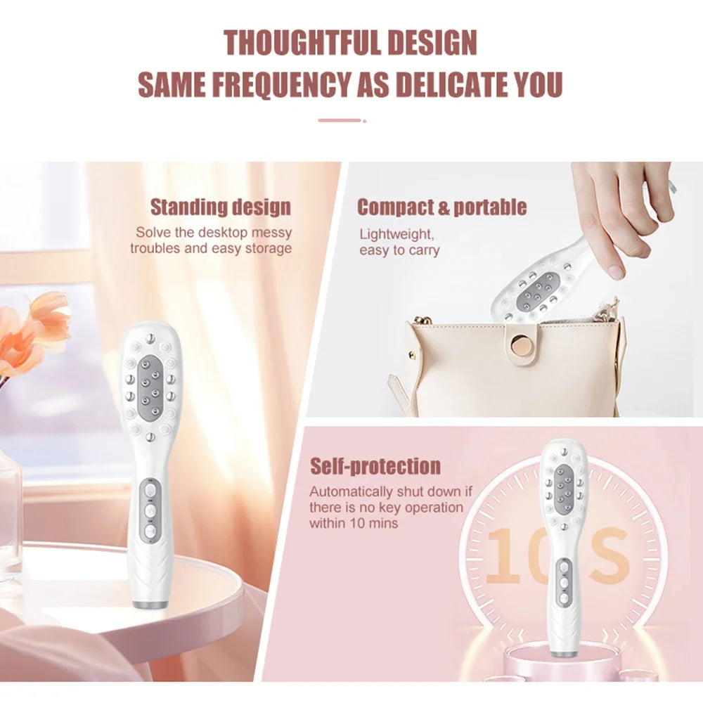 Electric Massage Comb Scalp Applicator Essence Oil Applicator Massage Comb Blue & Red Light Hair Comb Head Massage Device Comb