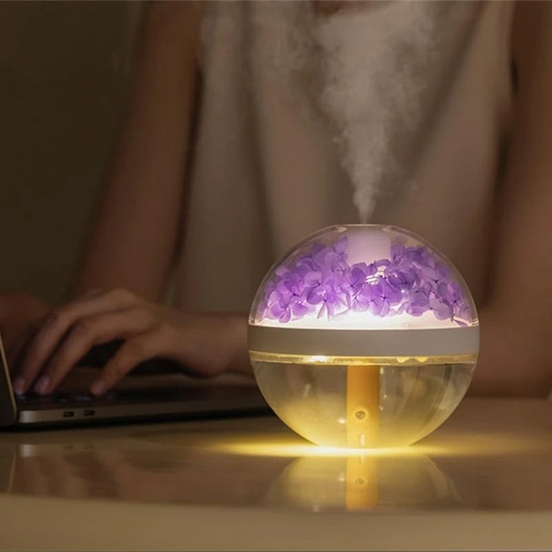 270ML Air Humidifier Home Hydration Humidifier Colour LED Light Mist Maker USB Mute Air Humidifier Eternal Flower Humidificador