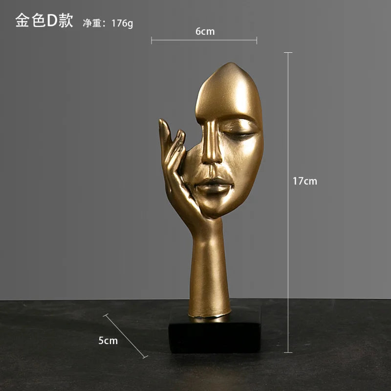 Nordic Statue Abstract Resin Desktop Miniature Ornaments Sculpture Figurines Face Character Art Crafts Office Home Decoration